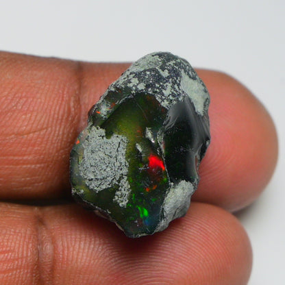 Black Opal 17.40 Carats | Natural Black Ethiopian Opal Rough - Ready for Cutting & Jewelry