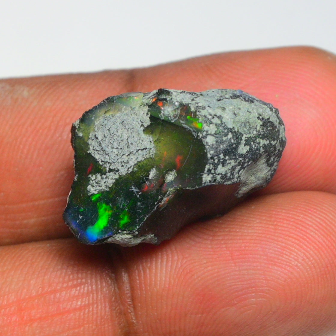 Black Opal 17.40 Carats | Natural Black Ethiopian Opal Rough - Ready for Cutting & Jewelry