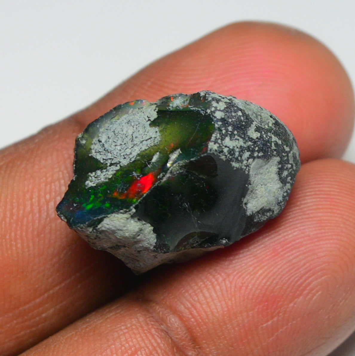 Black Opal 17.40 Carats | Natural Black Ethiopian Opal Rough - Ready for Cutting & Jewelry