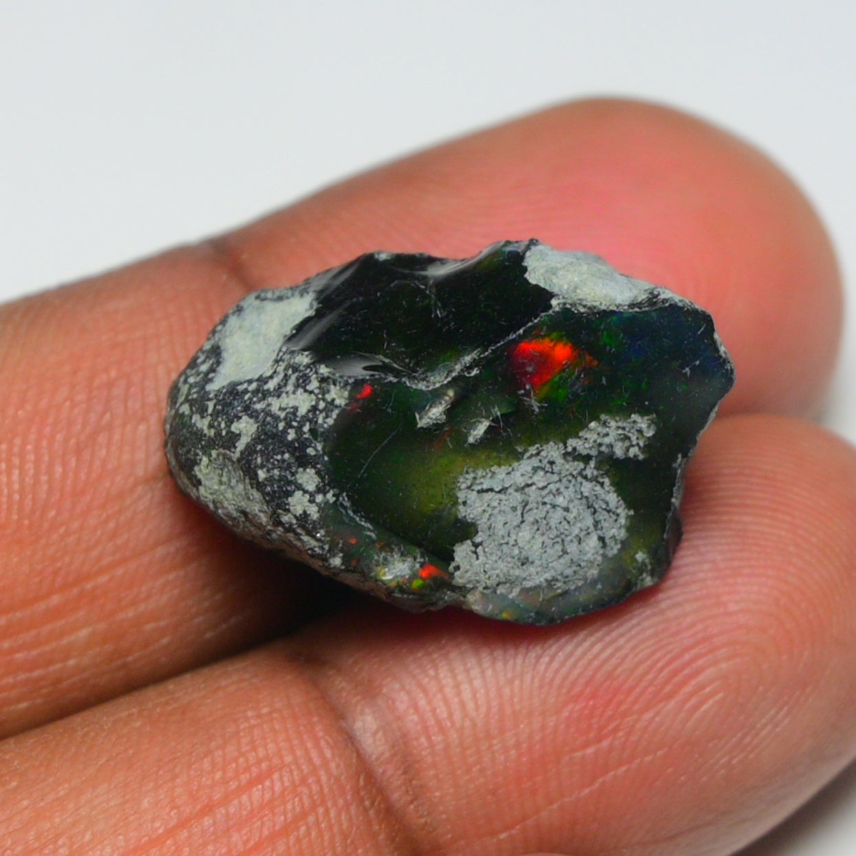 Black Opal 17.40 Carats | Natural Black Ethiopian Opal Rough - Ready for Cutting & Jewelry
