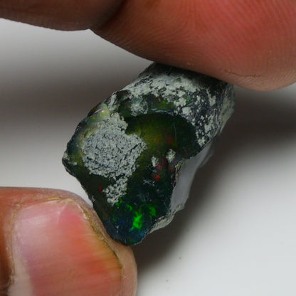 Black Opal 17.40 Carats | Natural Black Ethiopian Opal Rough - Ready for Cutting & Jewelry