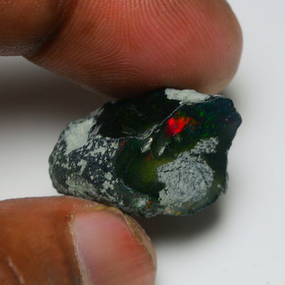 Black Opal 17.40 Carats | Natural Black Ethiopian Opal Rough - Ready for Cutting & Jewelry