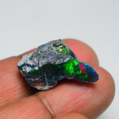 Rare Black Opal 16.10 Carats | Natural Black Ethiopian Opal Rough - Ready for Cutting & Jewelry!