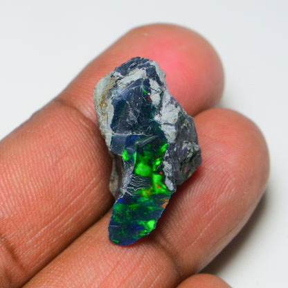 Rare Black Opal 16.10 Carats | Natural Black Ethiopian Opal Rough - Ready for Cutting & Jewelry!