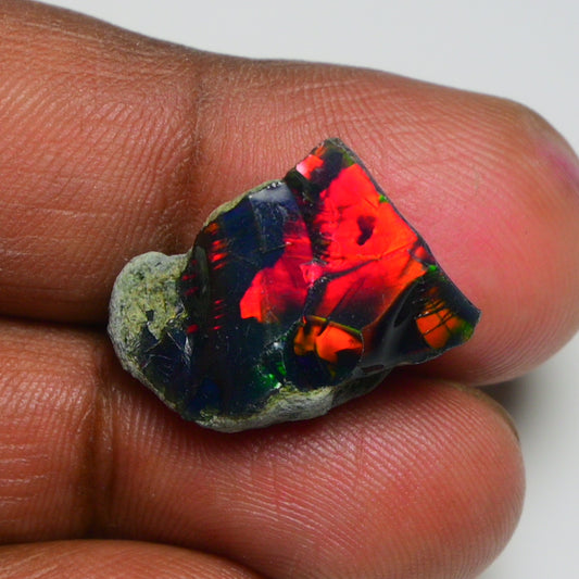 Rare Black Opal 9.65 Carats | Natural Black Ethiopian Opal Rough - Ready for Cutting & Jewelry!