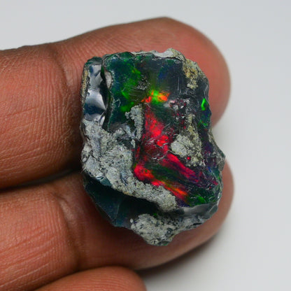 Rare Black Opal 28.20 Carats | Natural Black Ethiopian Opal Rough - Ready for Cutting & Jewelry!