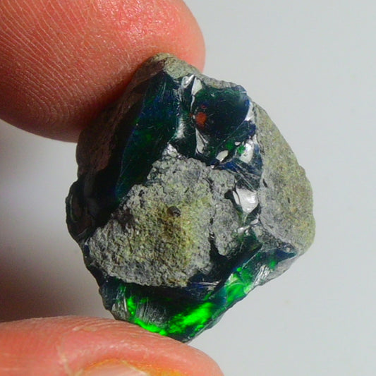 Black Opal Rough 22.45 Carats | Natural Ethiopian Opal Rough - Ready for Cutting & Jewelry | AAA Grade Opal Raw