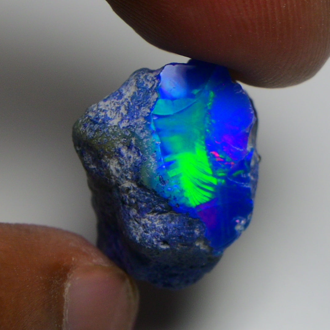 Rare Blue Opal 17.40 Carats | Natural Blue Ethiopian Opal Rough - Ready for Cutting & Jewelry!