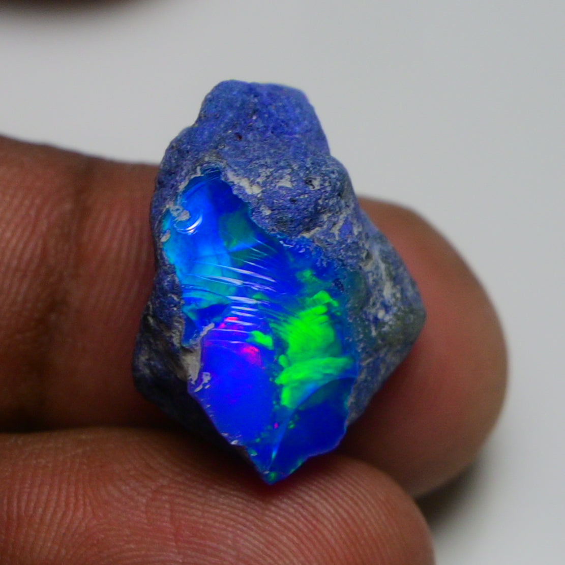 Rare Blue Opal 17.40 Carats | Natural Blue Ethiopian Opal Rough - Ready for Cutting & Jewelry!