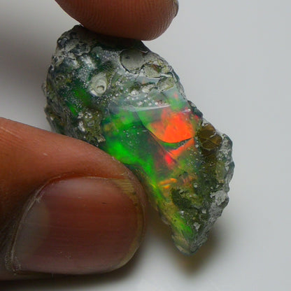 Black Opal Weight: 15.00  Carats | Natural Black Ethiopian Opal Rough - Ready for Cutting & Jewelry