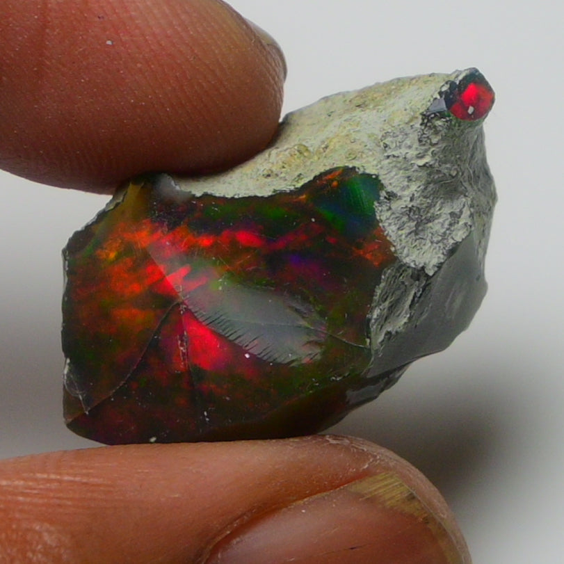 Black Opal Weight: 14.30  Carats | Natural Black Ethiopian Opal Rough - Ready for Cutting & Jewelry