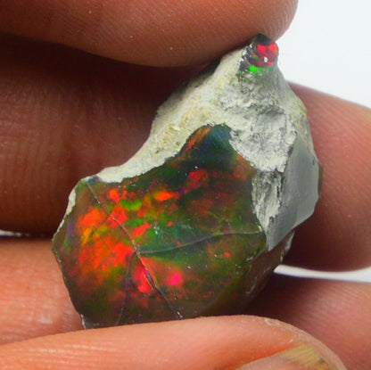 Black Opal Weight: 14.30  Carats | Natural Black Ethiopian Opal Rough - Ready for Cutting & Jewelry