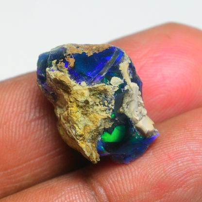 Rare Black Opal 16.00 Carats | Natural Black Ethiopian Opal Rough - Ready for Cutting & Jewelry!