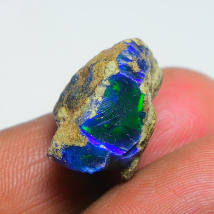Rare Black Opal 16.00 Carats | Natural Black Ethiopian Opal Rough - Ready for Cutting & Jewelry!