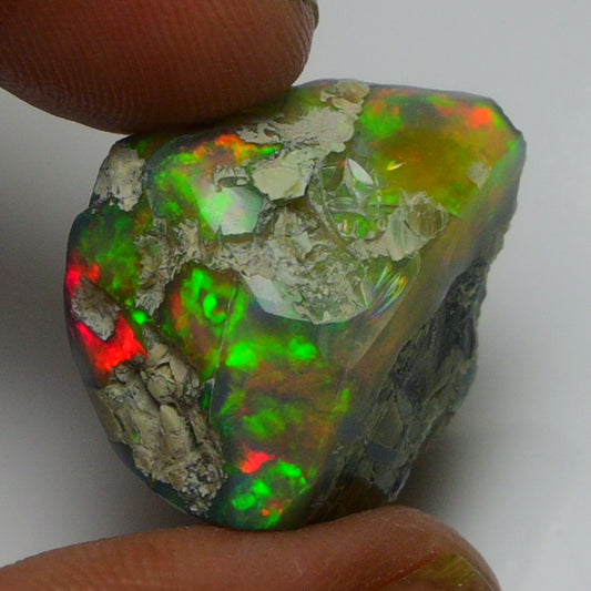 Black Opal Weight: 20.00  Carats | Natural Black Ethiopian Opal Rough - Ready for Cutting & Jewelry