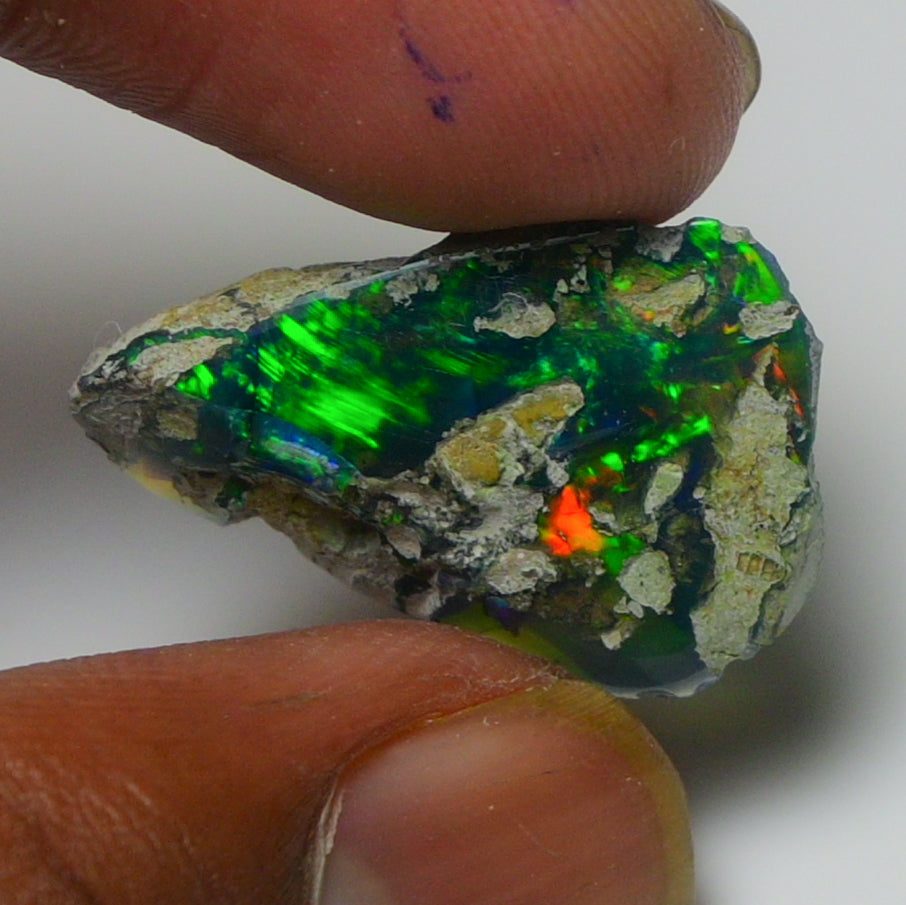 Black Opal Weight: 10.55  Carats | Natural Black Ethiopian Opal Rough - Ready for Cutting & Jewelry