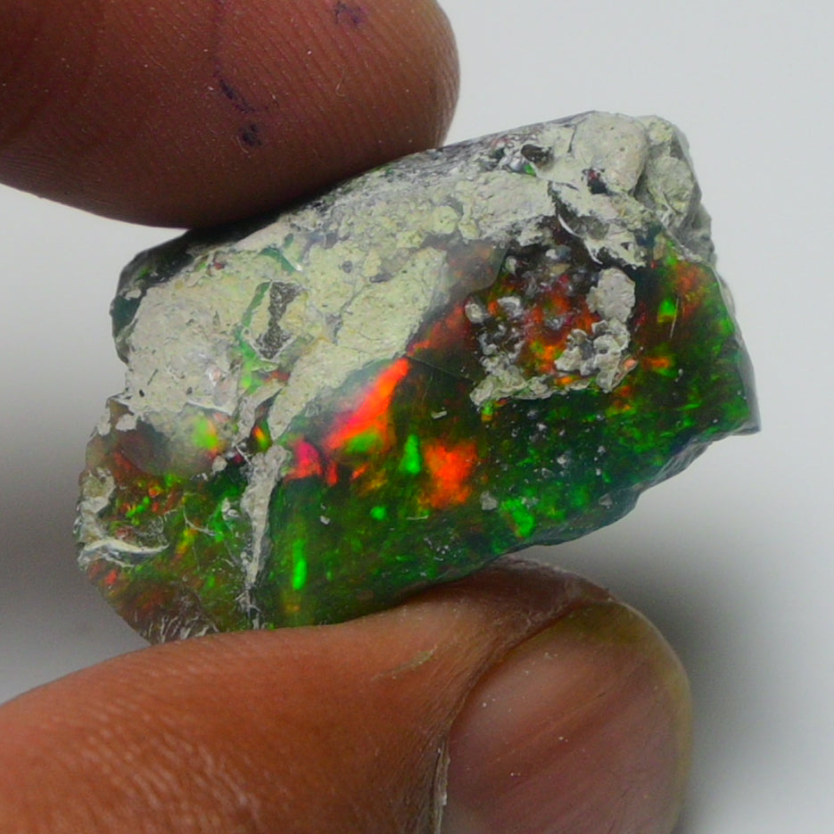 Black Opal Weight: 20.65  Carats | Natural Black Ethiopian Opal Rough - Ready for Cutting & Jewelry