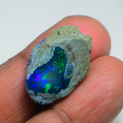 Rare Black Opal 19.45 Carats | Natural Black Ethiopian Opal Rough - Ready for Cutting & Jewelry!