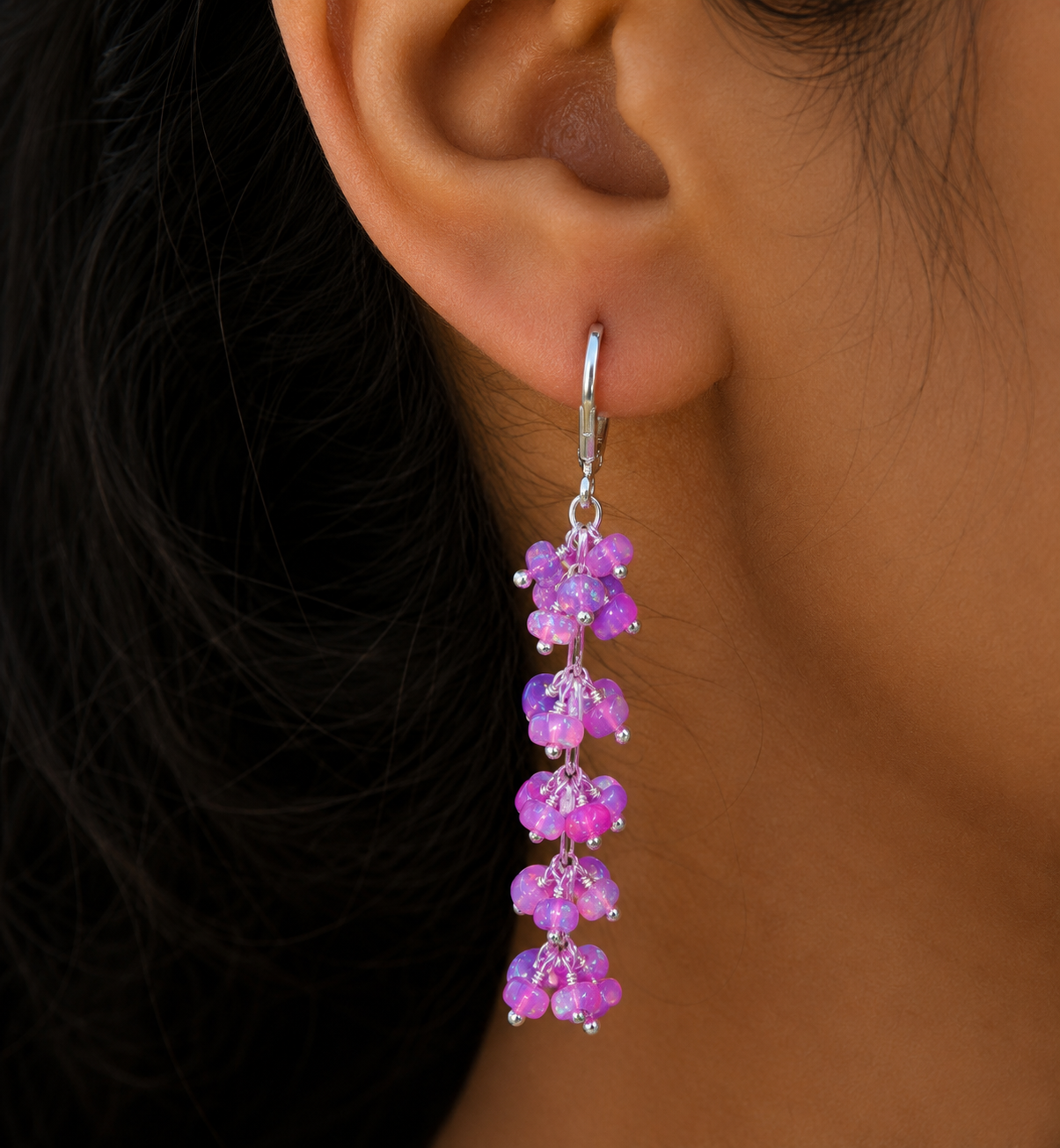 Natural Pink Ethiopian Opal Earrings – 925 Sterling Silver or 14K Gold Filled Dangle Earrings