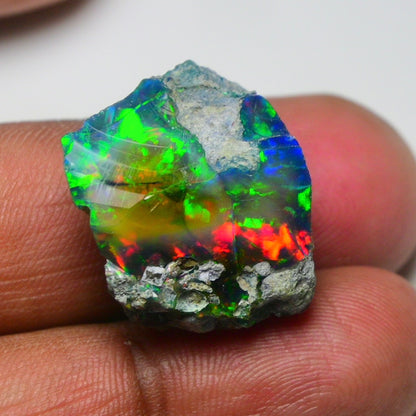 Rare Black Opal 25.40 Carats | Natural Black Ethiopian Opal Rough - Ready for Cutting & Jewelry!