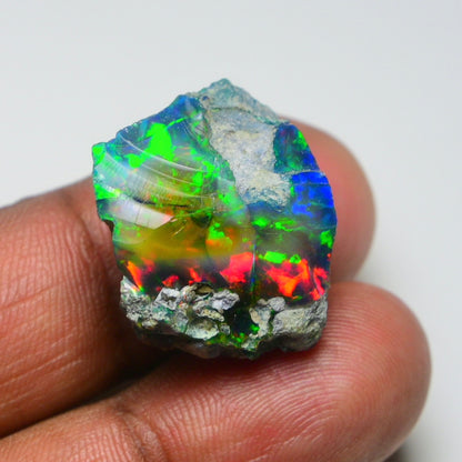 Rare Black Opal 25.40 Carats | Natural Black Ethiopian Opal Rough - Ready for Cutting & Jewelry!