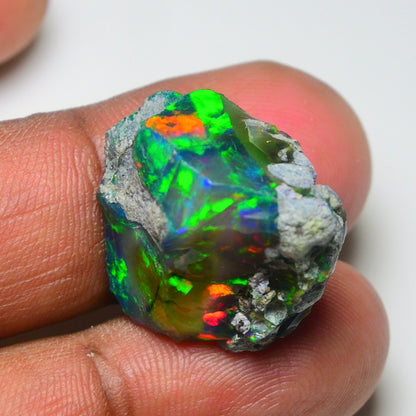 Rare Black Opal 25.40 Carats | Natural Black Ethiopian Opal Rough - Ready for Cutting & Jewelry!