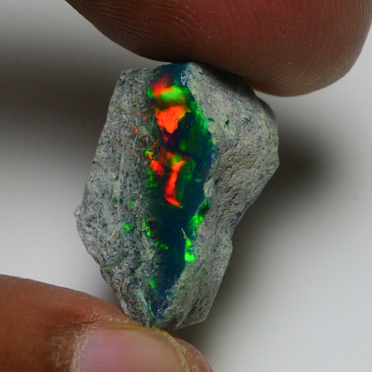 Black Opal 15.00 Carats | Natural Black Ethiopian Opal Rough - Ready for Cutting & Jewelry!