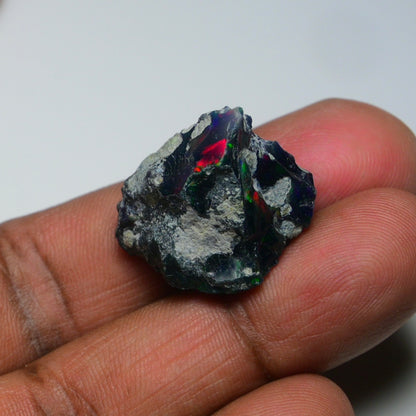 Rare Black Opal 22.40 Carats | Natural Black Ethiopian Opal Rough - Ready for Cutting & Jewelry!