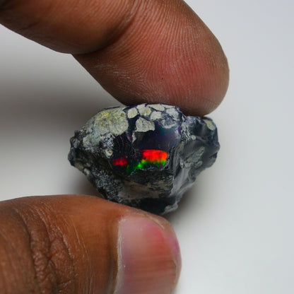 Rare Black Opal 22.40 Carats | Natural Black Ethiopian Opal Rough - Ready for Cutting & Jewelry!