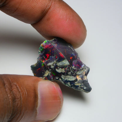 Rare Black Opal 16.10 Carats | Natural Black Ethiopian Opal Rough - Ready for Cutting & Jewelry!