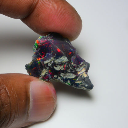 Rare Black Opal 16.10 Carats | Natural Black Ethiopian Opal Rough - Ready for Cutting & Jewelry!