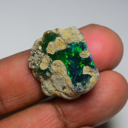 Rare Black Opal 23.30 Carats | Natural Black Ethiopian Opal Rough - Ready for Cutting & Jewelry!