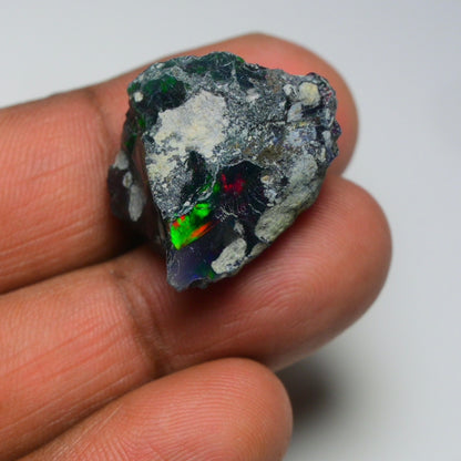 Rare Black Opal 22.40 Carats | Natural Black Ethiopian Opal Rough - Ready for Cutting & Jewelry!