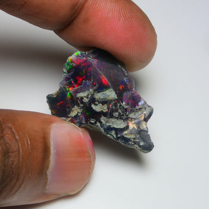 Rare Black Opal 16.10 Carats | Natural Black Ethiopian Opal Rough - Ready for Cutting & Jewelry!