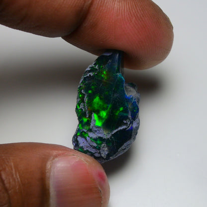 Rare Black Opal 17.90 Carats | Natural Black Ethiopian Opal Rough - Ready for Cutting & Jewelry!