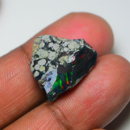 Rare Black Opal 13.70 Carats | Natural Black Ethiopian Opal Rough - Ready for Cutting & Jewelry!