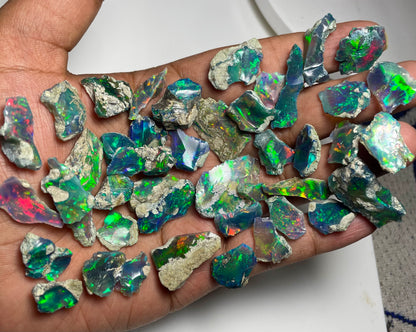 Handpicked 300 Carats (60g) Natural Black Ethiopian Opal Rough Lot | Suitable For Cabochons, Jewelry & Lapidary