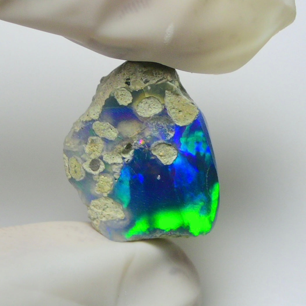 Blue Opal Rough 8.90  Carats | Natural Ethiopian Opal Rough - Ready for Cutting & Jewelry | AAA Grade Opal Raw
