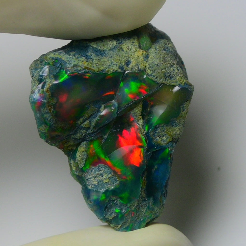 Black Opal 24.25 Carats | Natural Black Ethiopian Opal Rough - Ready for Cutting & Jewelry!