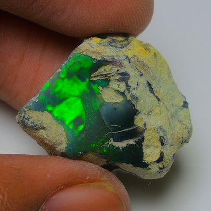 Black Opal 20.40 Carats | Natural Black Ethiopian Opal Rough - Ready for Cutting & Jewelry!