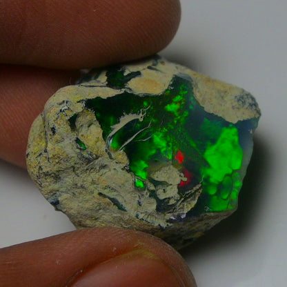 Black Opal 20.40 Carats | Natural Black Ethiopian Opal Rough - Ready for Cutting & Jewelry!