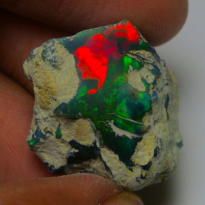 Black Opal 20.40 Carats | Natural Black Ethiopian Opal Rough - Ready for Cutting & Jewelry!