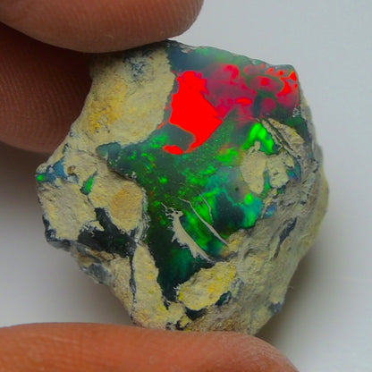 Black Opal 20.40 Carats | Natural Black Ethiopian Opal Rough - Ready for Cutting & Jewelry!