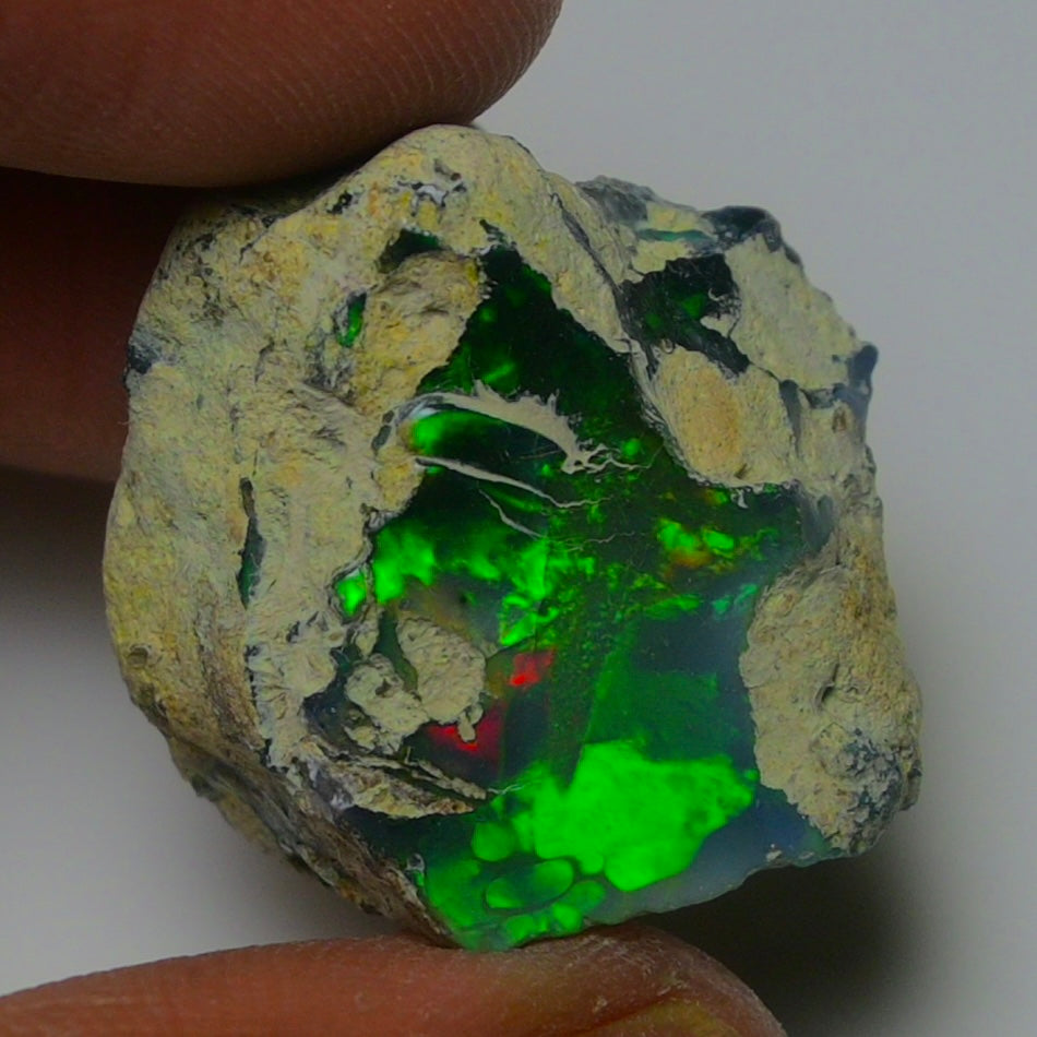 Black Opal 20.40 Carats | Natural Black Ethiopian Opal Rough - Ready for Cutting & Jewelry!