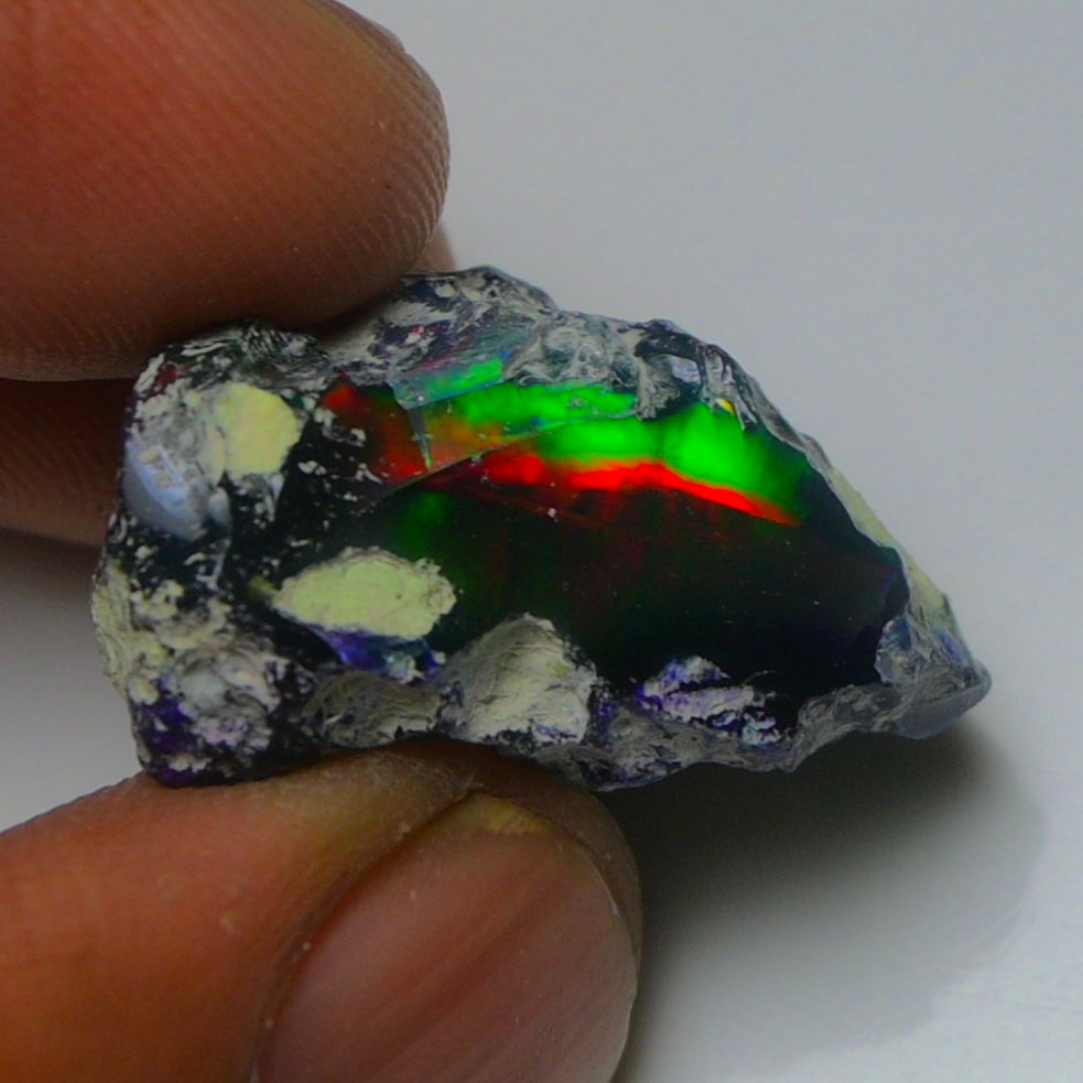 Black Opal 17.85 Carats | Natural Black Ethiopian Opal Rough - Ready for Cutting & Jewelry!