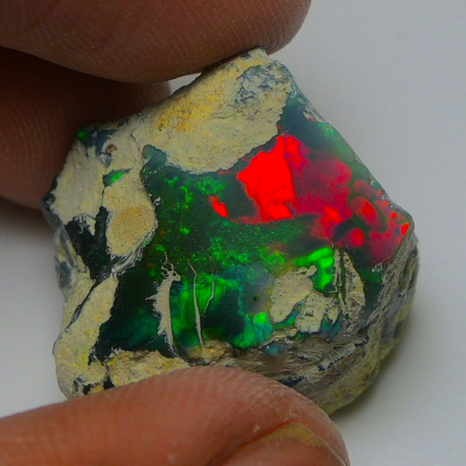 Black Opal 20.40 Carats | Natural Black Ethiopian Opal Rough - Ready for Cutting & Jewelry!