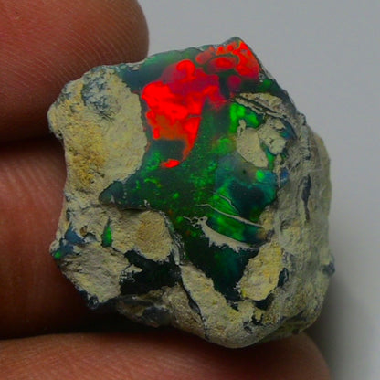 Black Opal 20.40 Carats | Natural Black Ethiopian Opal Rough - Ready for Cutting & Jewelry!