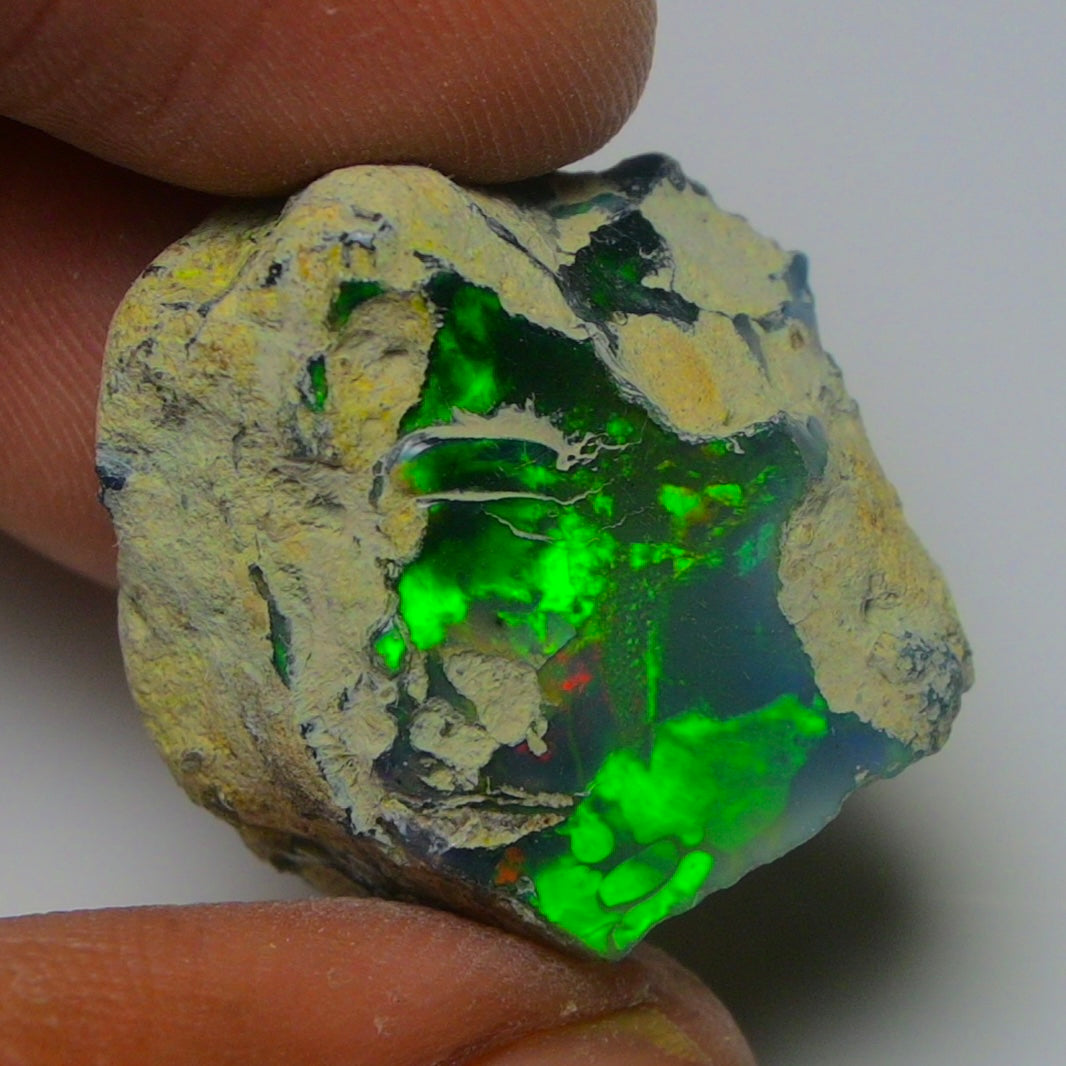 Black Opal 20.40 Carats | Natural Black Ethiopian Opal Rough - Ready for Cutting & Jewelry!