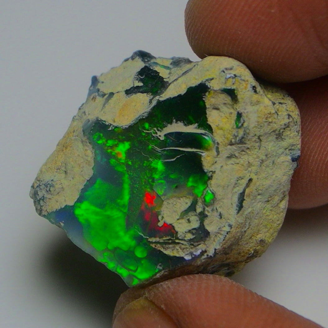 Black Opal 20.40 Carats | Natural Black Ethiopian Opal Rough - Ready for Cutting & Jewelry!