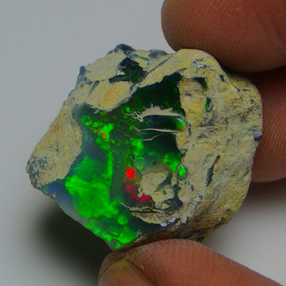 Black Opal 20.40 Carats | Natural Black Ethiopian Opal Rough - Ready for Cutting & Jewelry!